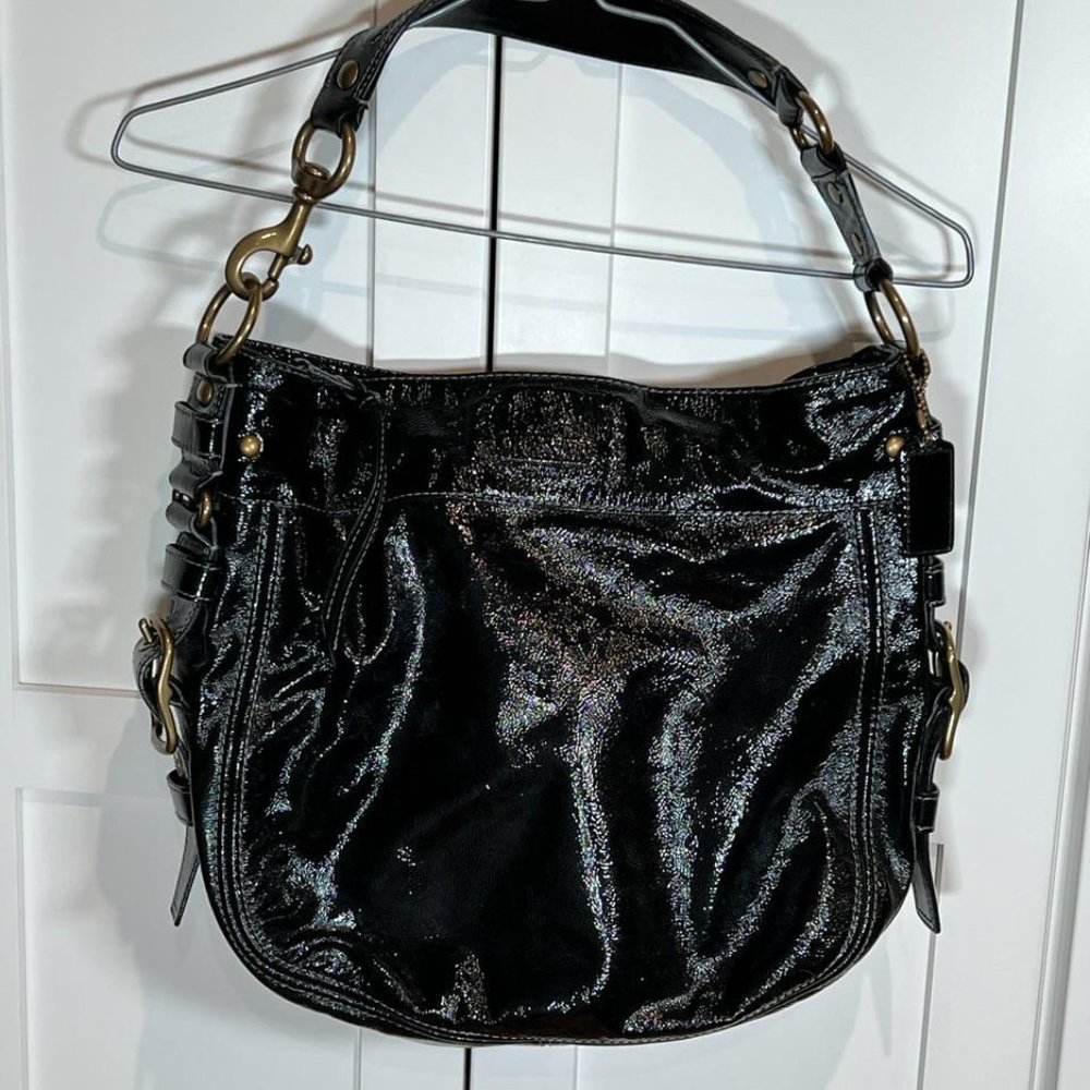 Coach Zoe Black Patent Leather Large Bag